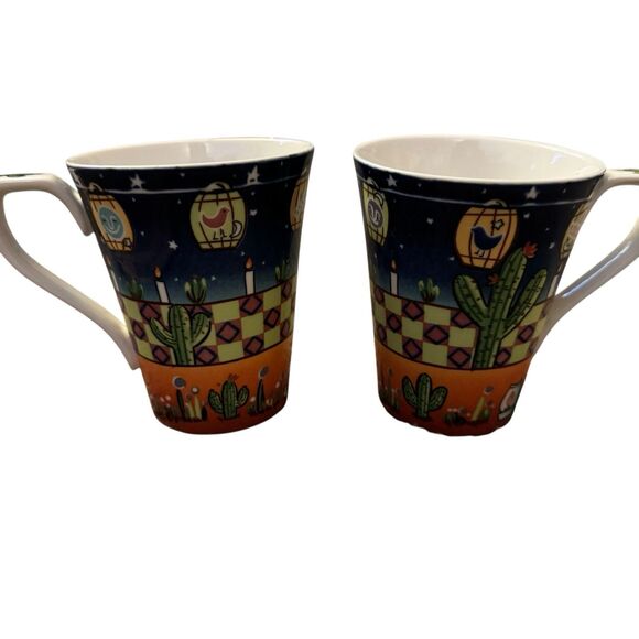 2 Saint James Fine China Hankook 1351 Desert Light Coffee Tea Mug Small Chip - Picture 9 of 9
